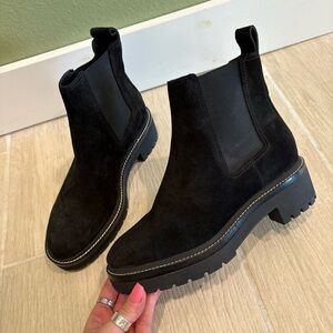 Tory Burch Chelsea 50mm lug bootie in black suede